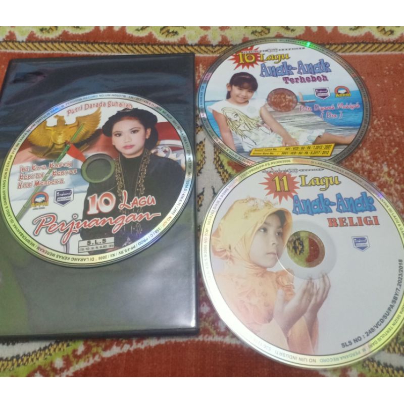 KASET VCD 16 LAGU ANAK,11 LAGU ANAK RELIGI,10 LAGU ANAK PERJUANGAN  TANPA COFER BONUS BOX