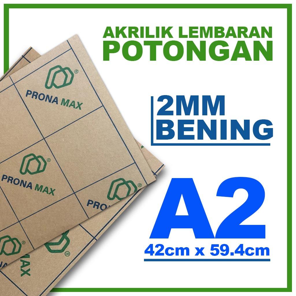 

Pronamax Akrilik Lembaran Bening Ukuran A2 Tebal 2mm Acrylic Potongan Custom