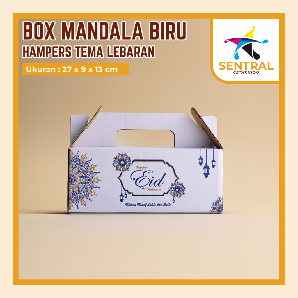 

BOX EID JINJING MANDALA BIRU (Kuker 600gram Isi 3 toples) - 27 X 9 X 13 cm hampers/parcel/kotakkue/kuker/boxkuker