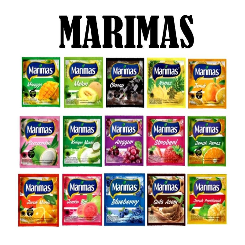

Marimas minuman buah aneka rasa 1renteng isi 10sachet