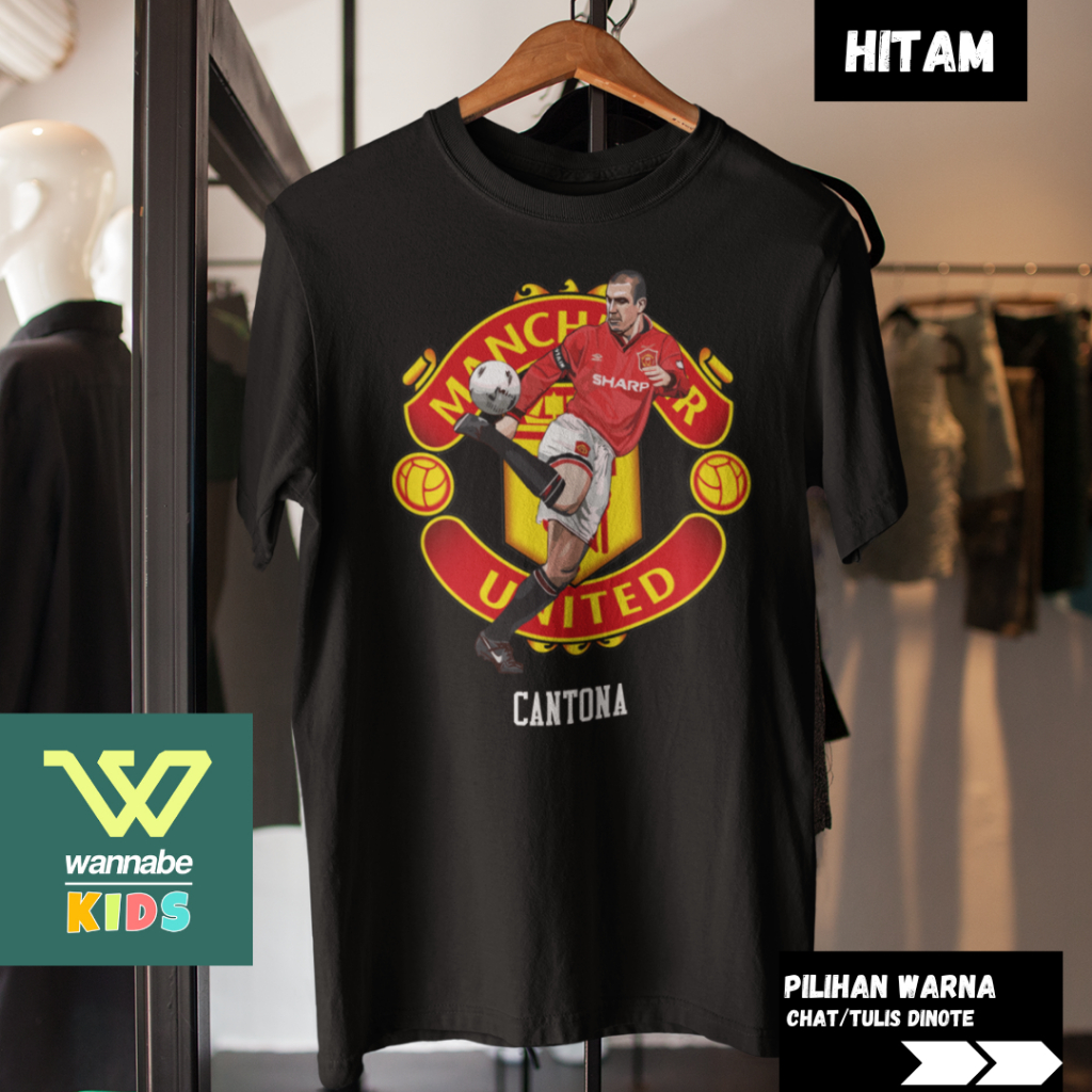 Kaos Bola ManUt Eric Cantona Dewasa S–7XL Big Size Jumbo & Anak XS–XL | Baju Bola MU Couple Cotton C