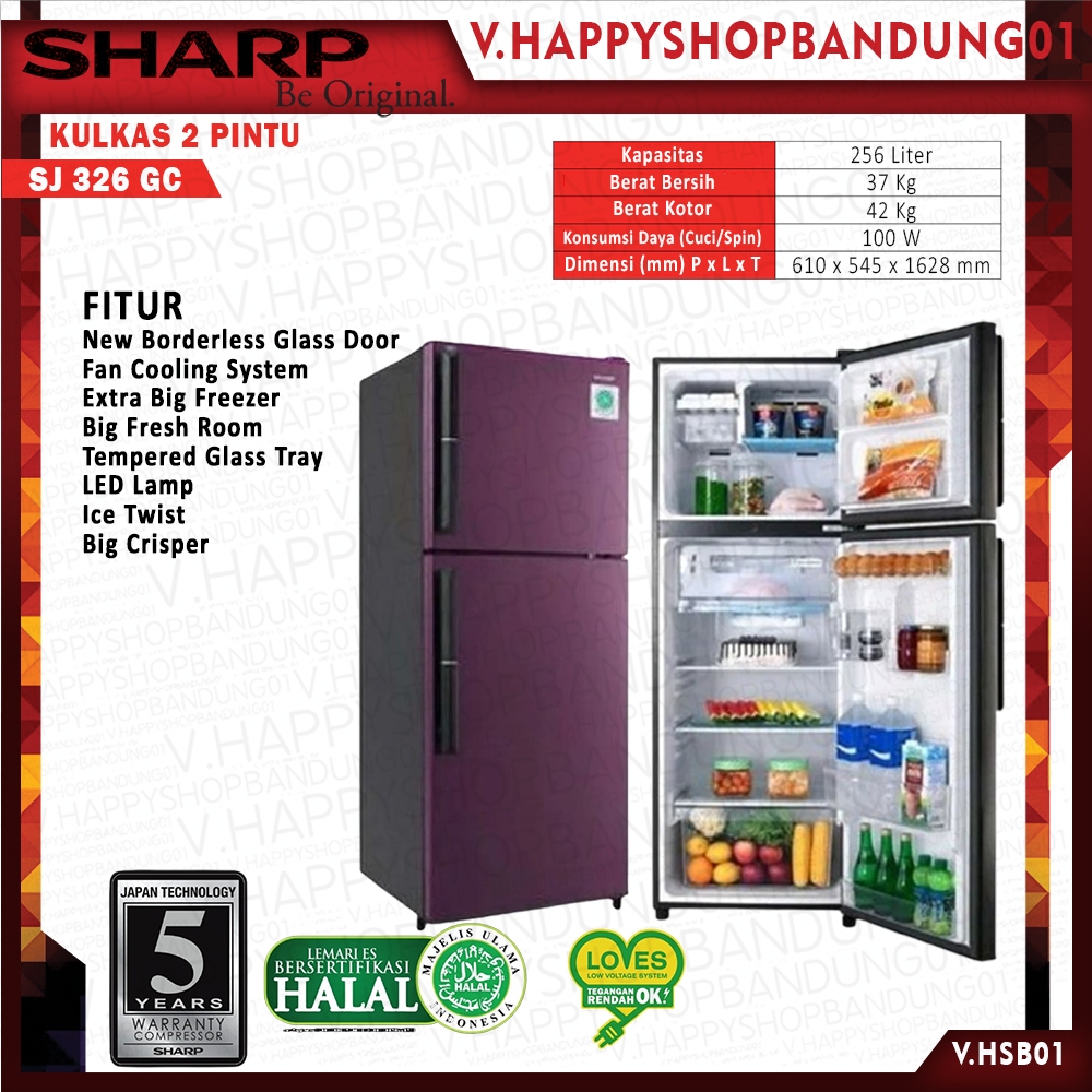 Kulkas 2 pintu SHARP 256 Liter SJ 326 GC SD/SR Garansi Resmi