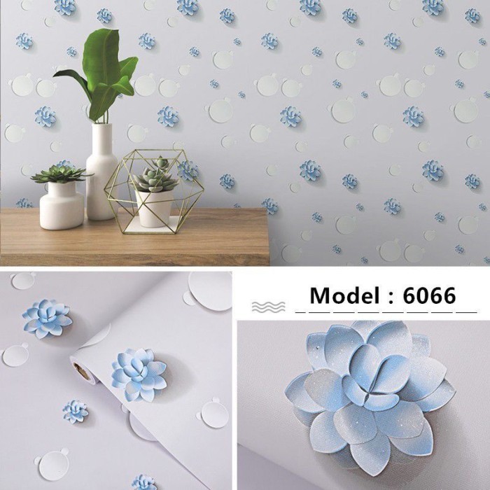 Perdana Wallpaper - Tahan Air - Wallpaper Dinding Motif Kembang Air Biru