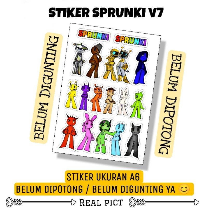 

STIKER SPRUNKI V7 / STIKER BELUM DIPOTONG BAHAN VINYL UKURAN A6 / STICKER SPRUNKI / STIKER KARAKTER LUCU