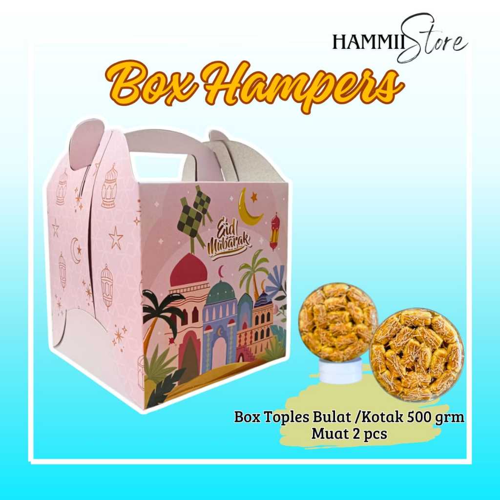 

- [20 Pcs] Box Bingkisan Kue Lebaran Muat 2 Toples 500gr warna pastel Pink
