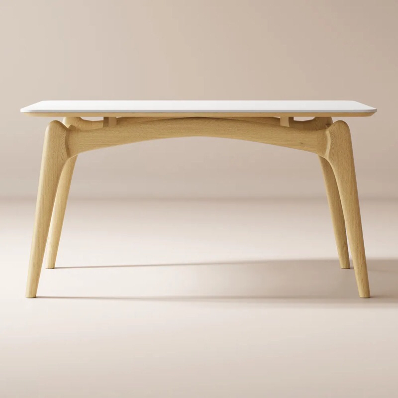 Meja Makan Minimalis | Dining Table Leift Top Marmer Kayu Jati Natural Ukuran 140