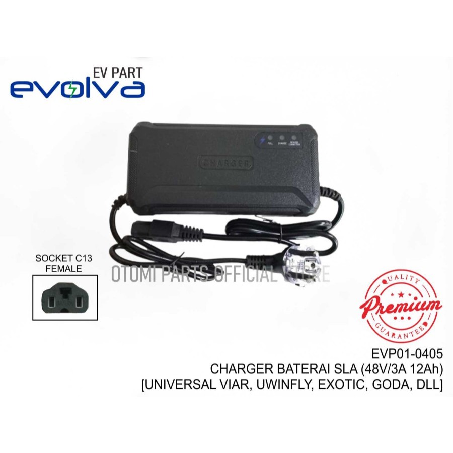 SMART CHARGER SEPEDA/ MOTOR LISTRIK BATERAI SLA (AKI KERING) UNTUK EXOTIC, UWINFLY, GODA DLL