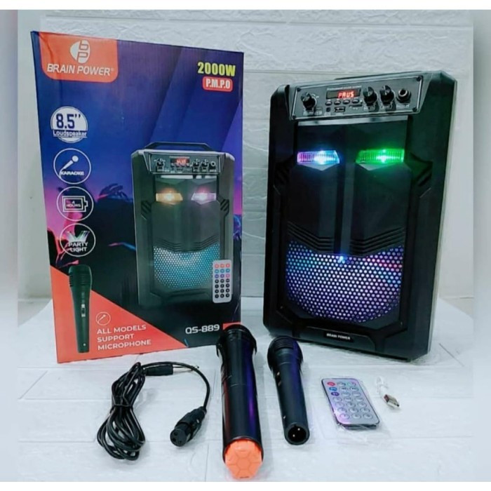 Ready Speaker Kimiso 889 Mic Wireless + Mic Kabel QS-889 Speaker Portable