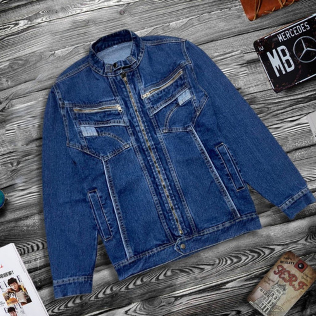 Denim Jacket Jaket Denim Zipper Jaket Jeans Tebal Jaket Jeans Import Oversize