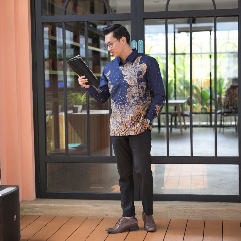 New BATIK PRIA BAHAN DOBY LAPIS PURING LENGAN PANJANG KEMEJA BATIK PRIA LAPIS PURING
