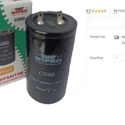 

Capasitor 400 uf WIPRO Kapasitor Dinamo Starting Capacitor 400uf mikro