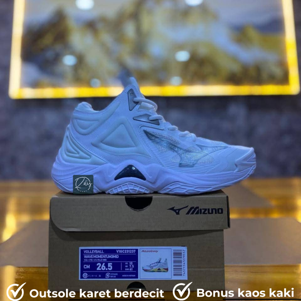 Mizuno Momentum 3 Mid Grade Ori Sepatu voli Berdecit free kaos kaki
