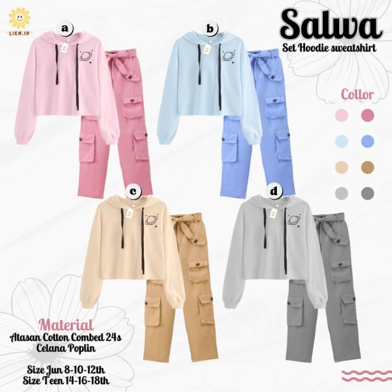 Salwa set hoodie baju anak perempuan usia 10 tahun sampai 12 tahun