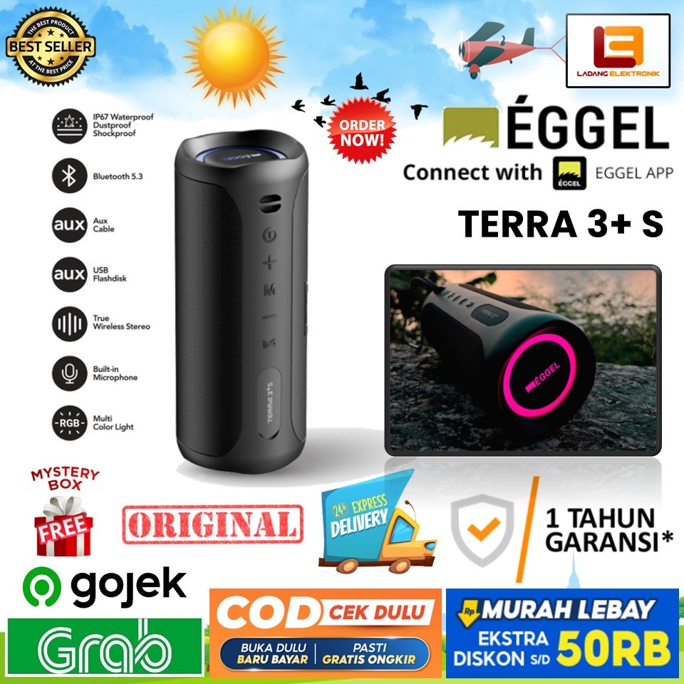 Eggel Terra 3 Plus S Waterproof Portable Bluetooth Speaker with RGB Light