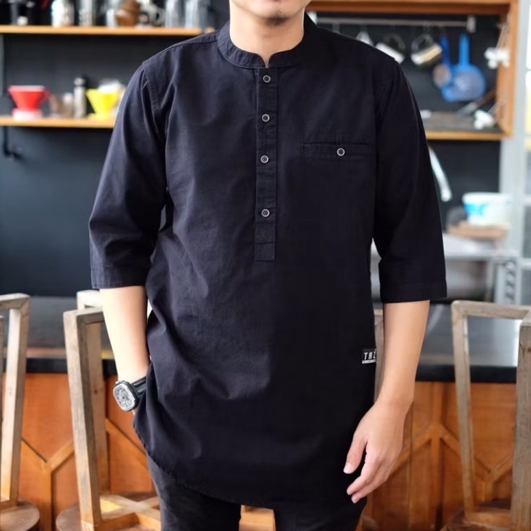 Tidak Diragukan Kurta Hawk Enemy Lengan 34 Bahan Cotton Twill Origina Baju KoKo Muslim Pria