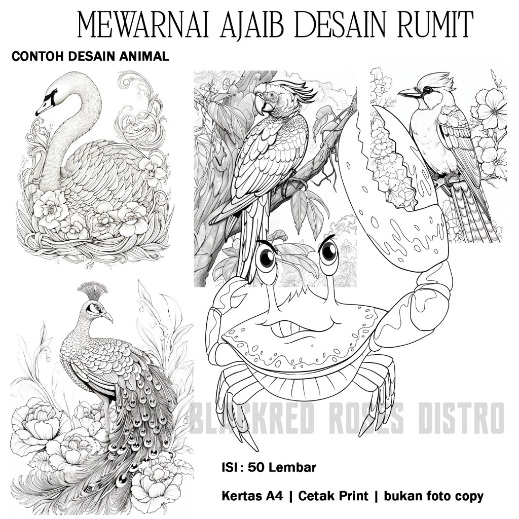 

Kertas Mewarnai Isi 50 Lembar Dengan Desain Rumit