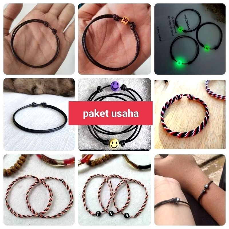 GELANG TALI HITAM INISIAL GID SMILE