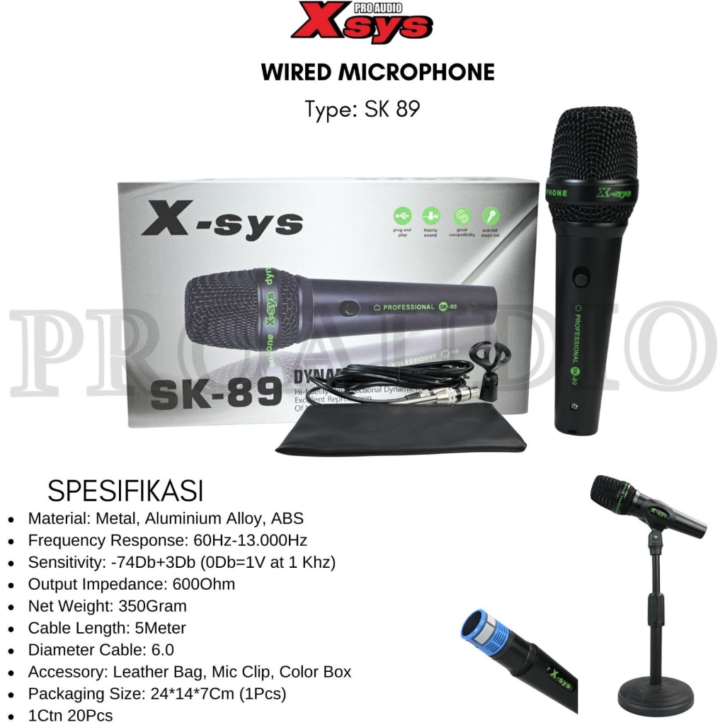 MIC KABEL X - SYS SK 89 / SK89 / SK-89 MICROPHONE X-SYS BAHAN FULL METAL MURAH MERIAH