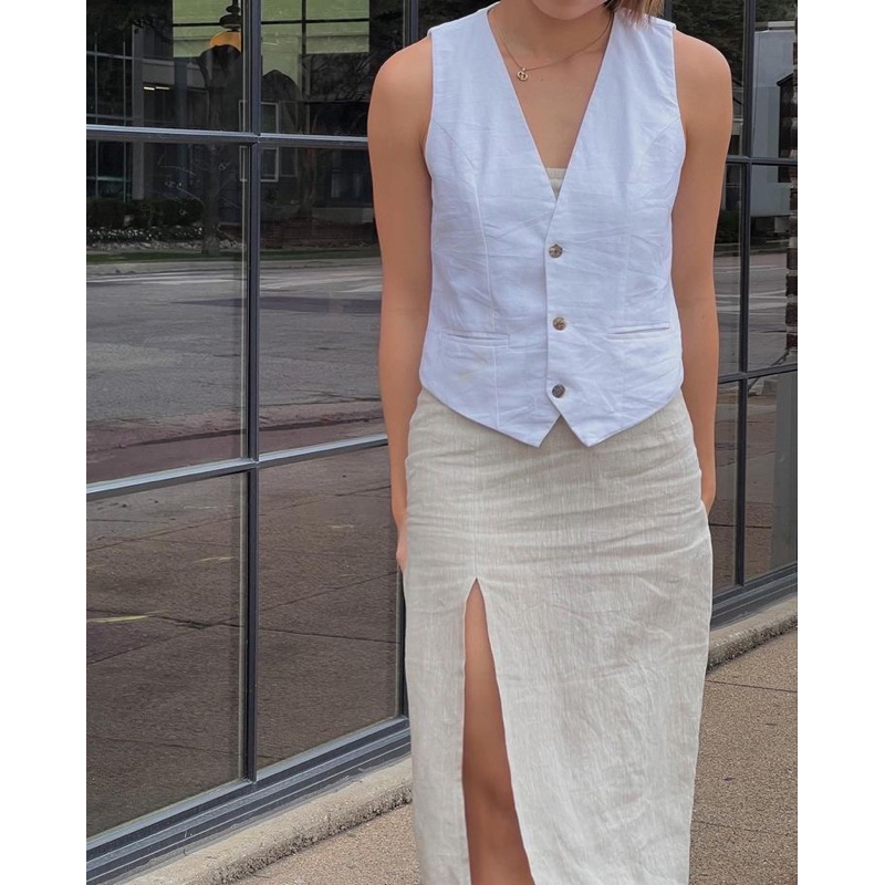 O2 PROJECT - [BEST SELLER] White Vest | Vest Wanita Kekinian | Vest OOTD | Rompi Blazer Vest Warna P