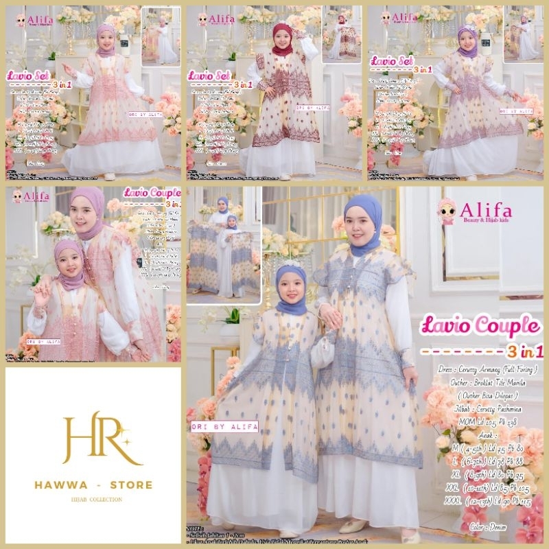 CANDA + LAVIO COUPLE SYARI KIDS FREE HIJAB By ALIFA Gamis Couple Ibu dan Anak Terbaru Cerutty Babydo