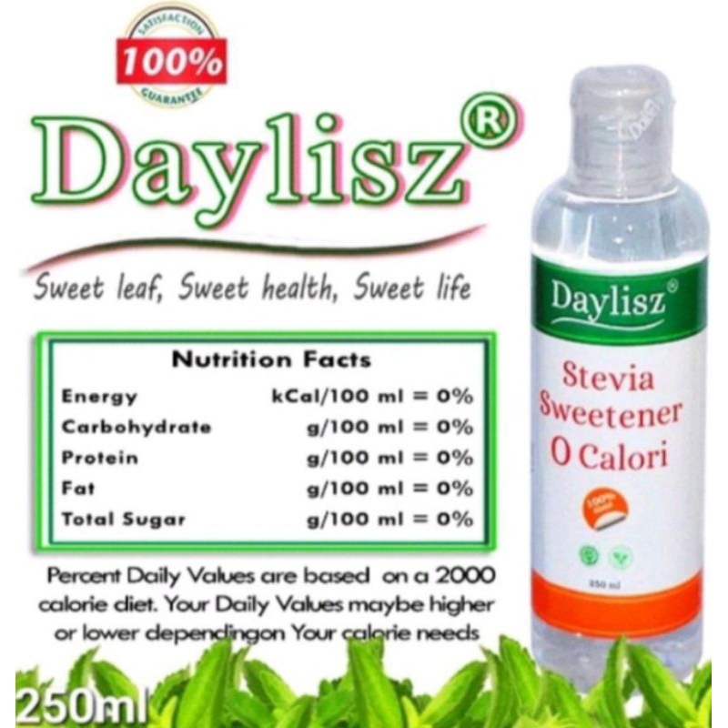 

Stevia Daylisz 250 ml, Pengganti gula dari bahan alami, BPOM RI MD 278028001677