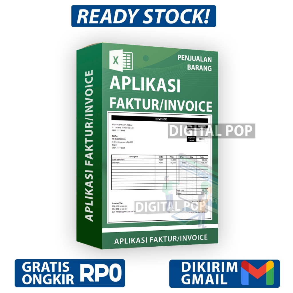 Aplikasi Invoice Faktur Otomatis Excel - Penjualan Barang