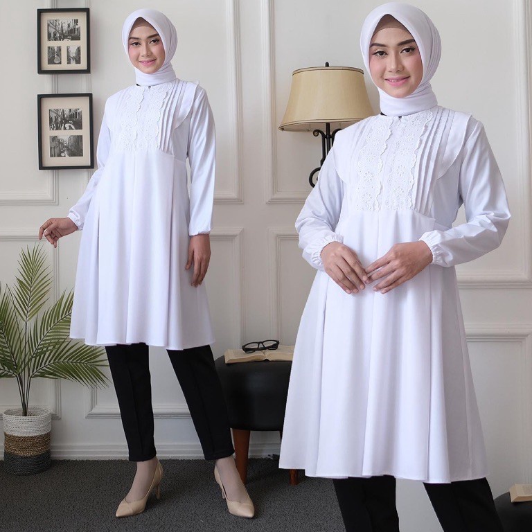 Harga Murah Seenaoutfit  D Tunik Baju Putih 5 Baju Putih Wanita Terlaris Atasan Putih Tunik Wanita M