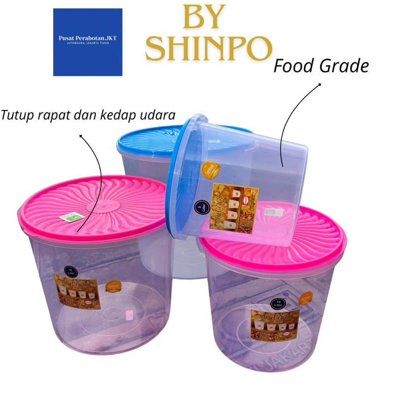 SHINPO - Toples Krupuk Ukuran 5 , 10 , 16 , 25 Liter / Toples Shinpo / Toples Murah