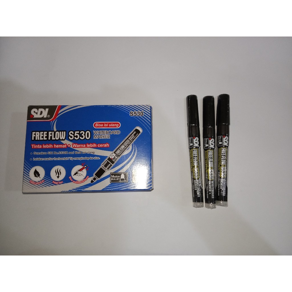 

(1 Pcs) Spidol Whiteboard Marker SDI Freeflow S530 (Hitam, Biru, Merah)