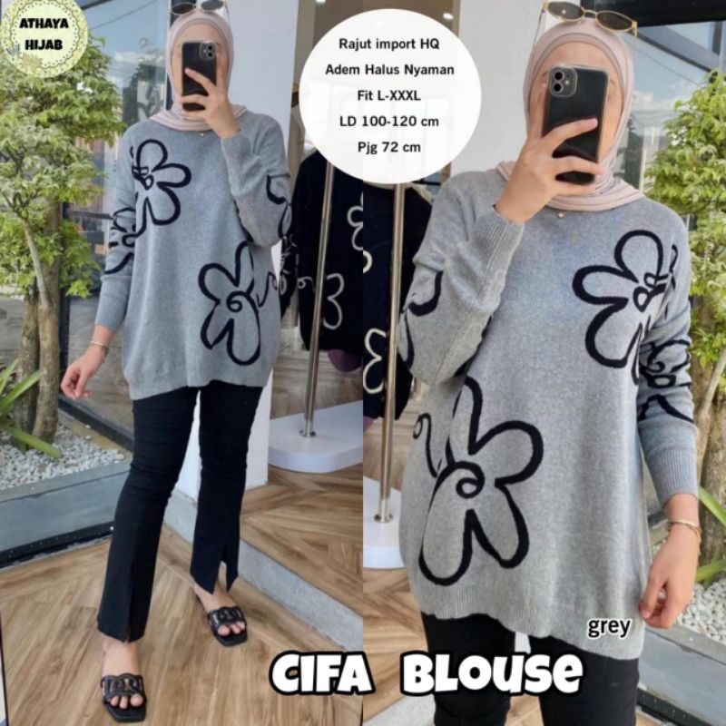 Baju Rajut Blouse Wanita Kekinian Cifa Blouse By Athaya Hijab