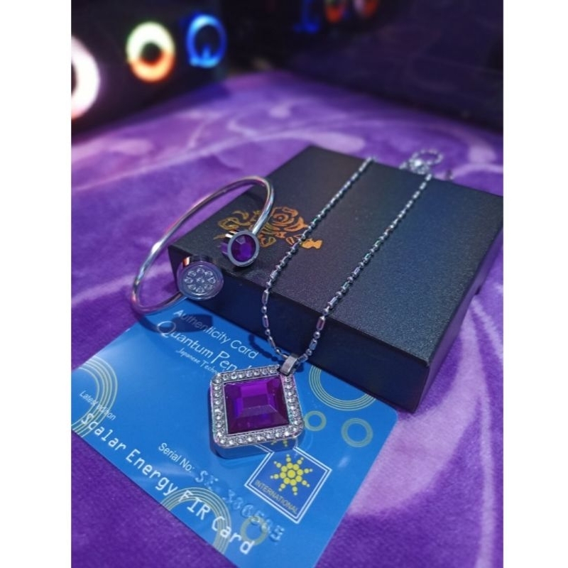 SET KALUNG DAN GELANG QUANTUM BIO ENERGI SERTIFIKAT ASLI PENDANT HEALTH MODEL KOTAK - PENDANT