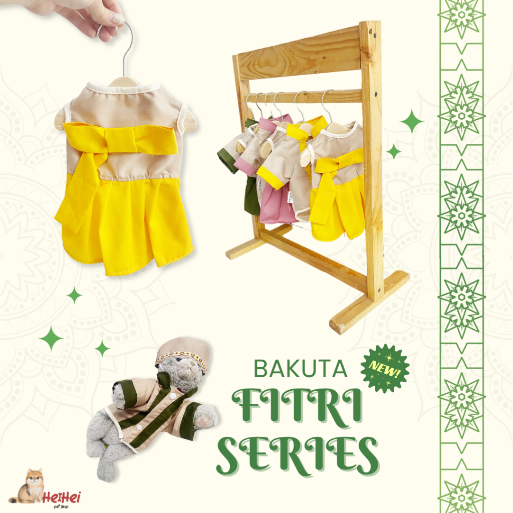 BAKUTA FITRI COUPLE EDITION - Baju Lebaran Peci Kucing Jantan Betina - Baju Idul Fitri Anak Kucing -