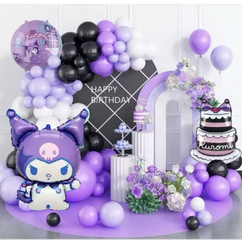 BALON GARLAND TART Paket Balon Garland Tart Kuromi Ungu