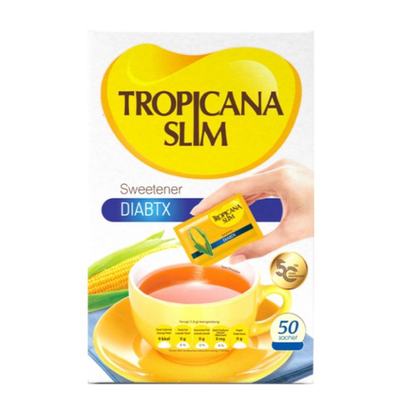 

Tropicana Slim Sweetener Pemanis Rendah Kalori 50 x 2.5gr / Diabtx / Classic
