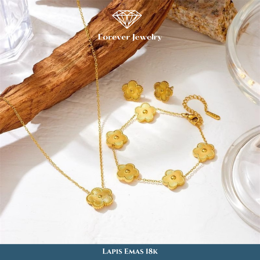 Kalung / Gelang / Anting Clove Bunga - Lapis Emas 18 Karat - Clove Set - Forever Jewelry