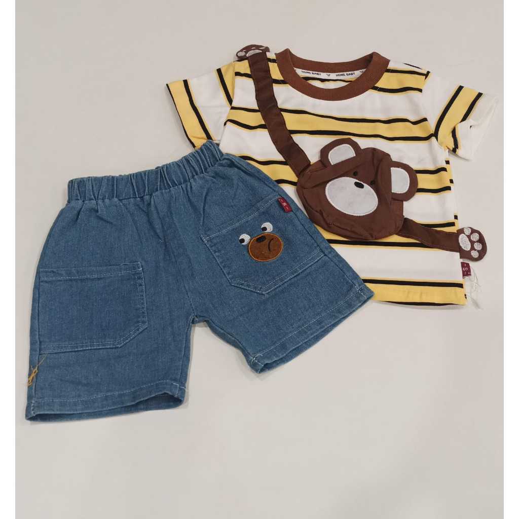 Giggles - Strap Pocket Set | Sling Bag Set | Bag Bear Setelan (Setelan Baju Anak)
