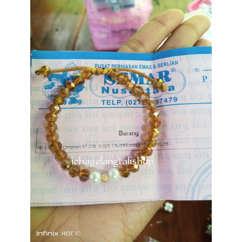 gelang Ceko mutiara bola satin 0, 1 gram semar nusantara