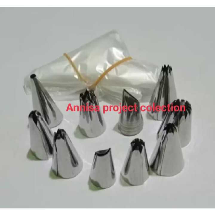 cetakan kue semprit/cetakan kue kering /isi 10 macam gratis 10 lembar plastik segitiga