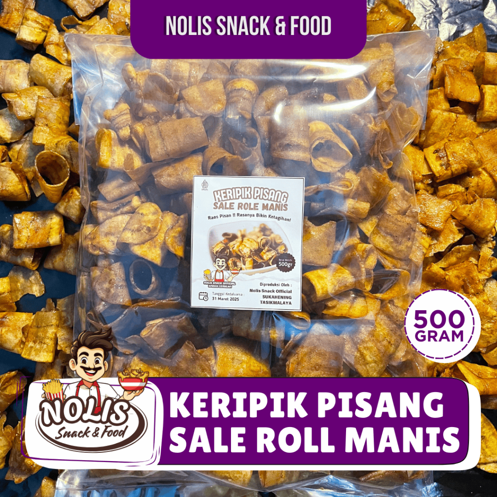 

[NOLIS SNACK & FOOD] Keripik Pisang Roll (500gram) Renyah Manis //Keripik Sale Pisang//Banana Roll