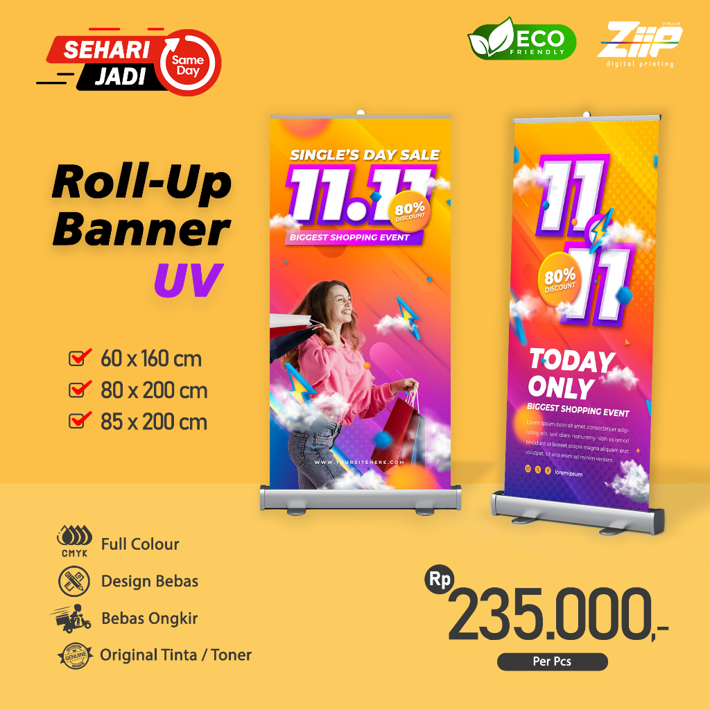 Cetak Roll-Up Banner UV + Standing Alumunium