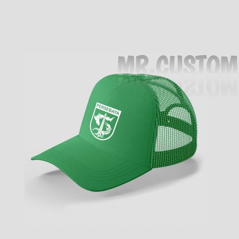 Topi trucker/topi jaring/topi distro pria wanita lokal LOGO PERSEBAYA SURABAYA BRI LIGA 1
