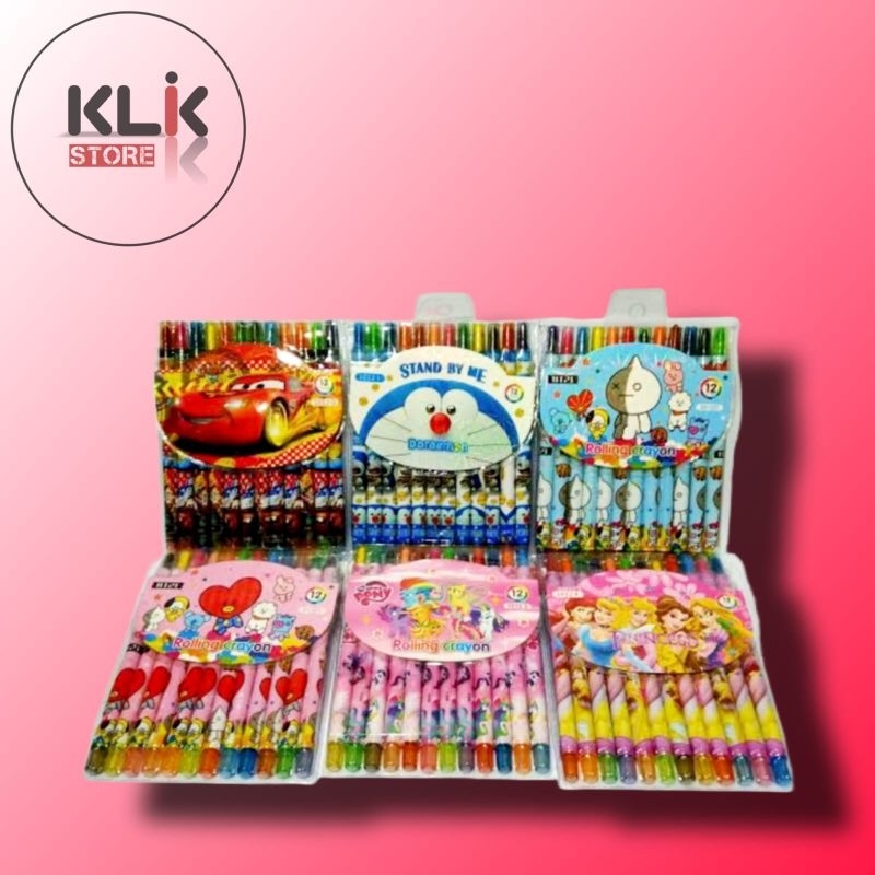 

Crayon Putar 12 Warna Panjang / Rolling Crayon Karakter