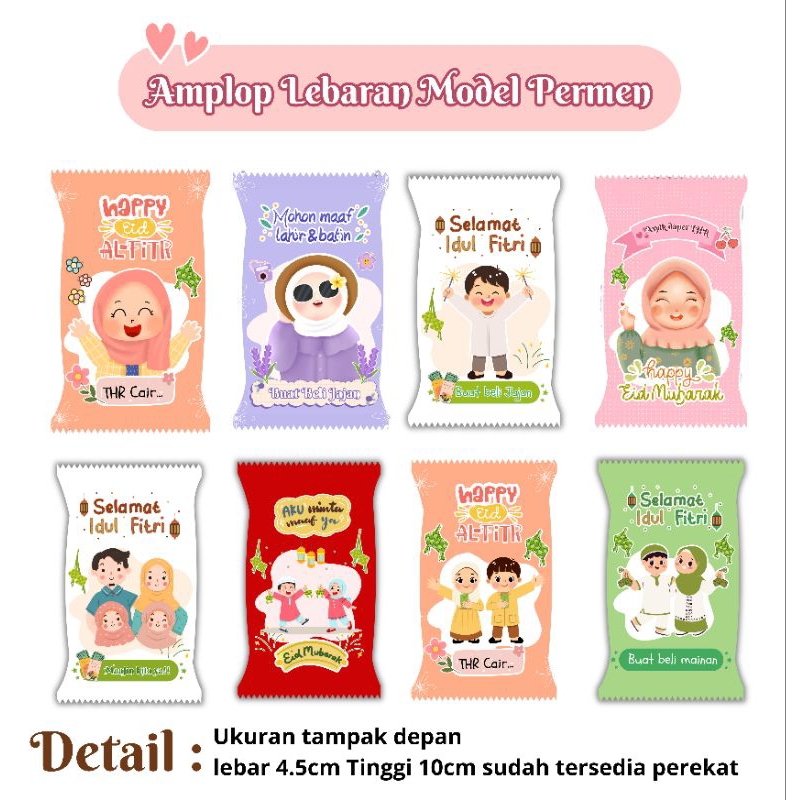 

( isi 15 ) AMPLOP LEBARAN MODEL PERMEN LUCU
