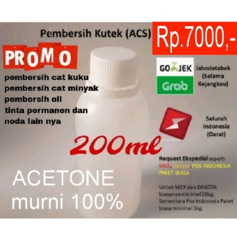 acetone / aseton 200ml/1liter untuk penghilang cat kuku,noda cat minyak,tinta,lem aibon/power blue