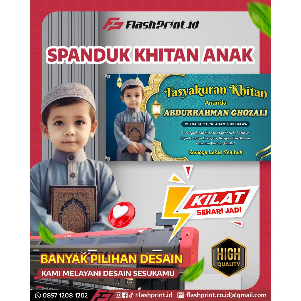 Cetak Spanduk Banner Khitan Anak Khitanan Bahan Flexi Desain Custom Sehari Jadi Gratis Desain