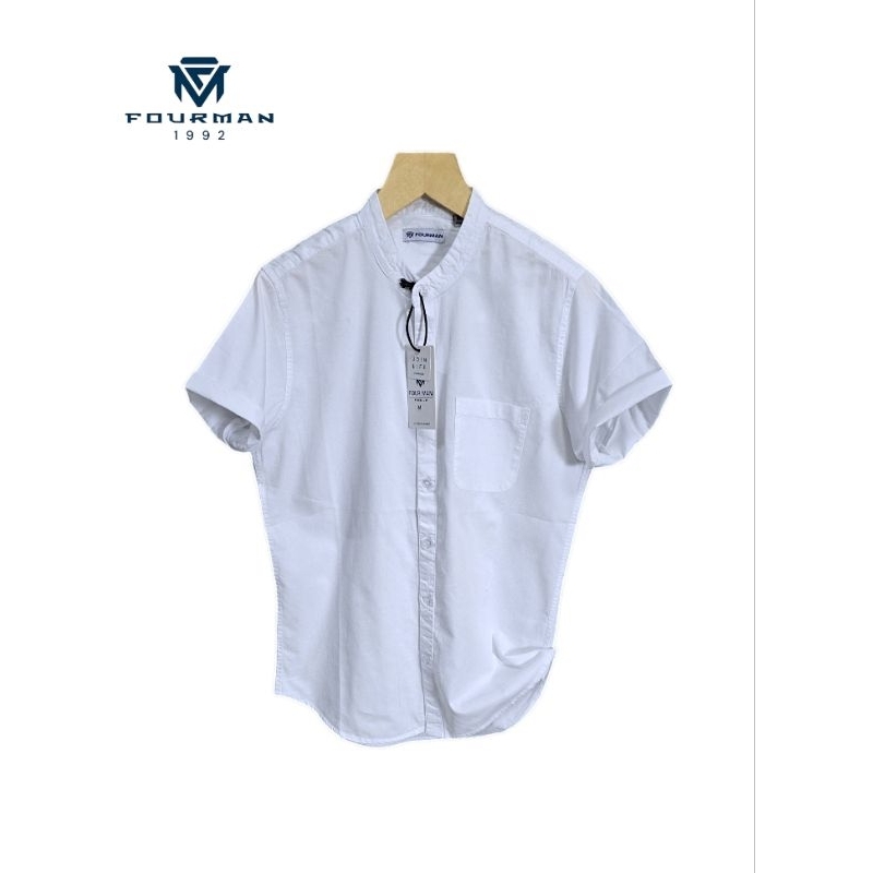 FOURMAN-Kameja Pendek Sanghai Putih | Kameja Pendek Pria Terbaru