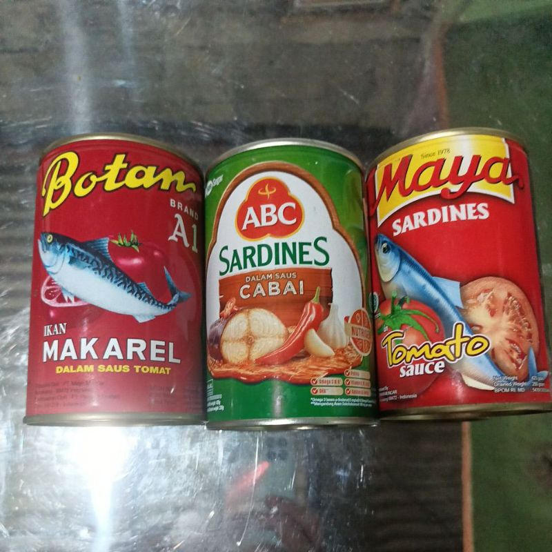 

SARDEN BOTAN MAKAREL/ABC/MAYA 425 GR ikan sarden kaleng siap saji