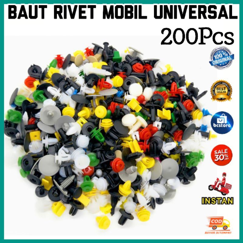 Baut Rivet Mobil Universal Plastik 200 PCS - Car Rivet PE02