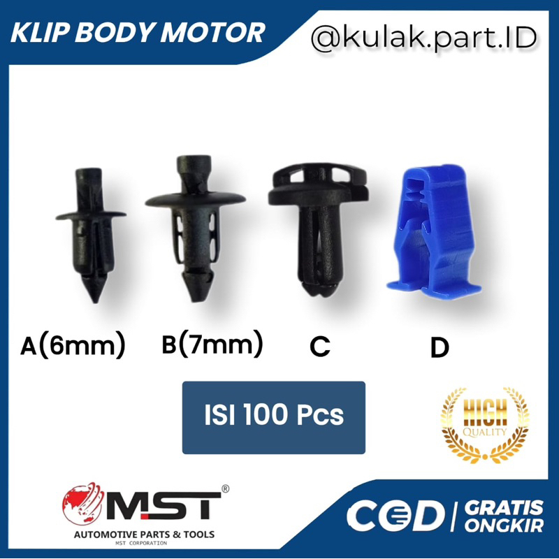 klip Body ISI 100 PCS Klip Body Beat Vario 125 Klip Bodi PCX Adv Klip Body Scoopy Clip Body Motor Kl