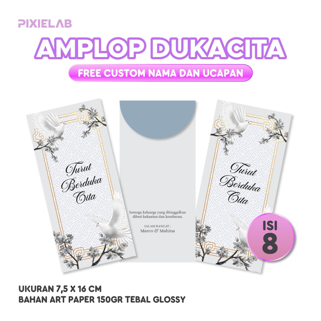 

(ISI 8 PCS) AMPLOP DUKA CITA CUSTOM | CONDOLENCE ENVELOPE | KAMILA SET
